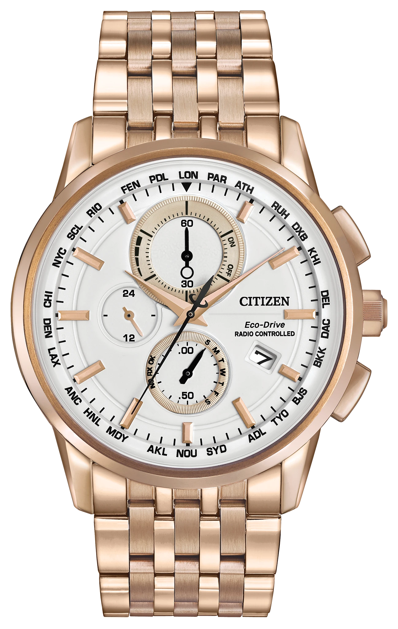 World Chronograph A-T White Dial Stainless Steel Bracelet AT8113